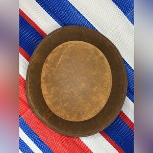 ✨🥳 Brown Leather Distressed UpTurn Brim Classic Vintage Round Cloche Derby Hat